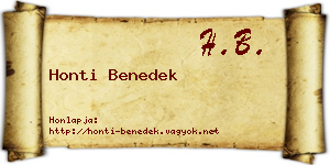 Honti Benedek névjegykártya